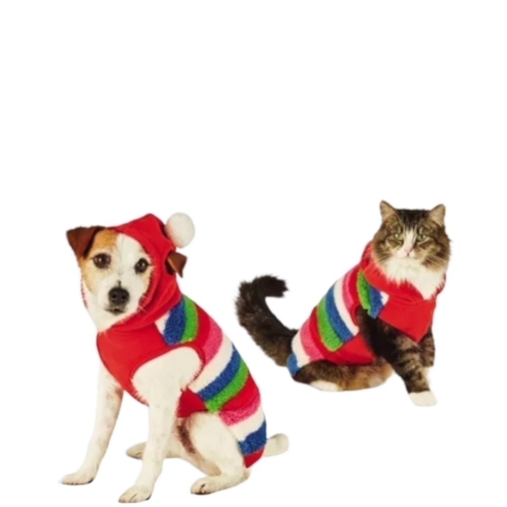 Target Holiday Striped Sherpa Dog Cat Sweater Hoodie Cozy Snugs Wondershop™